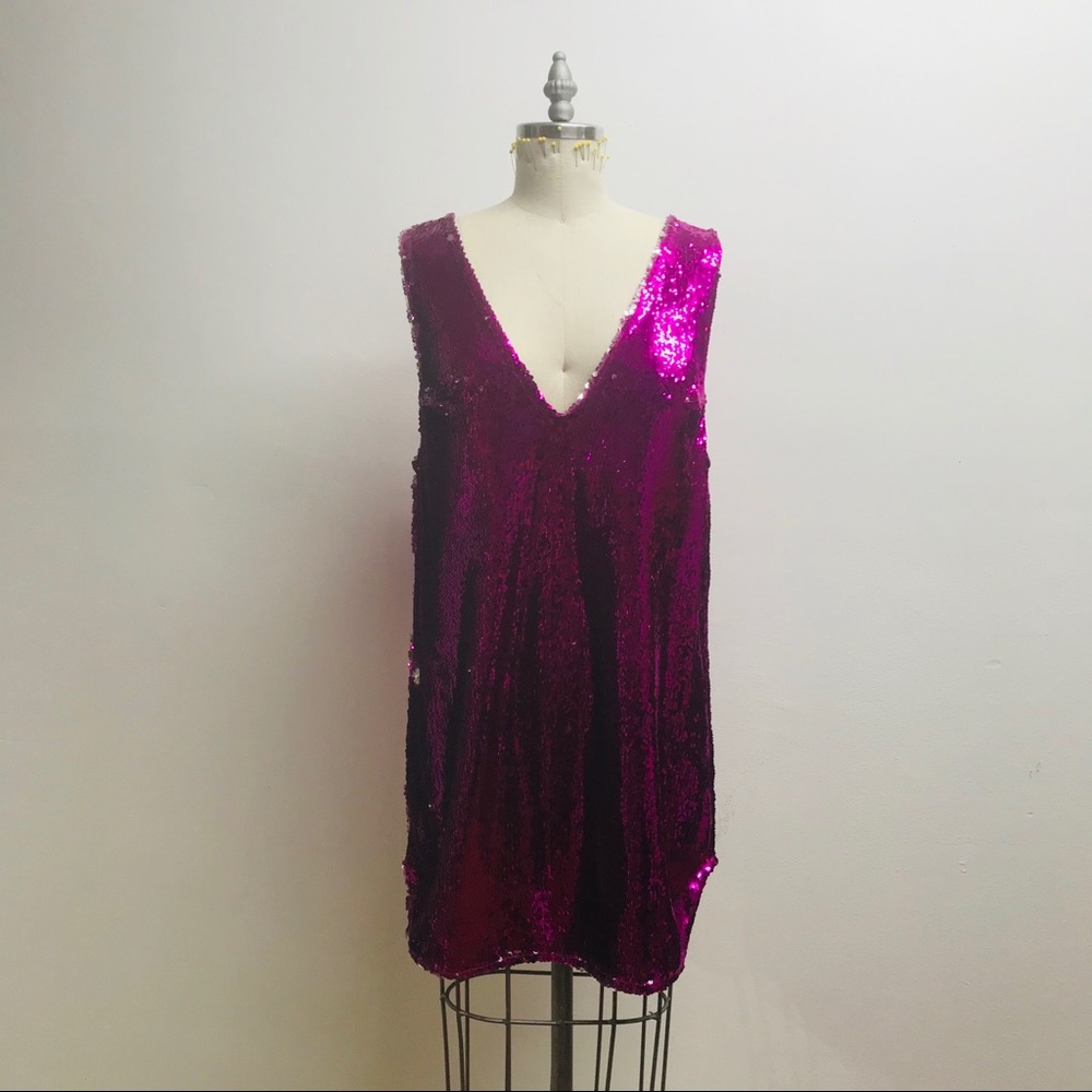 Free People Magenta Sequin Dress Sz. L